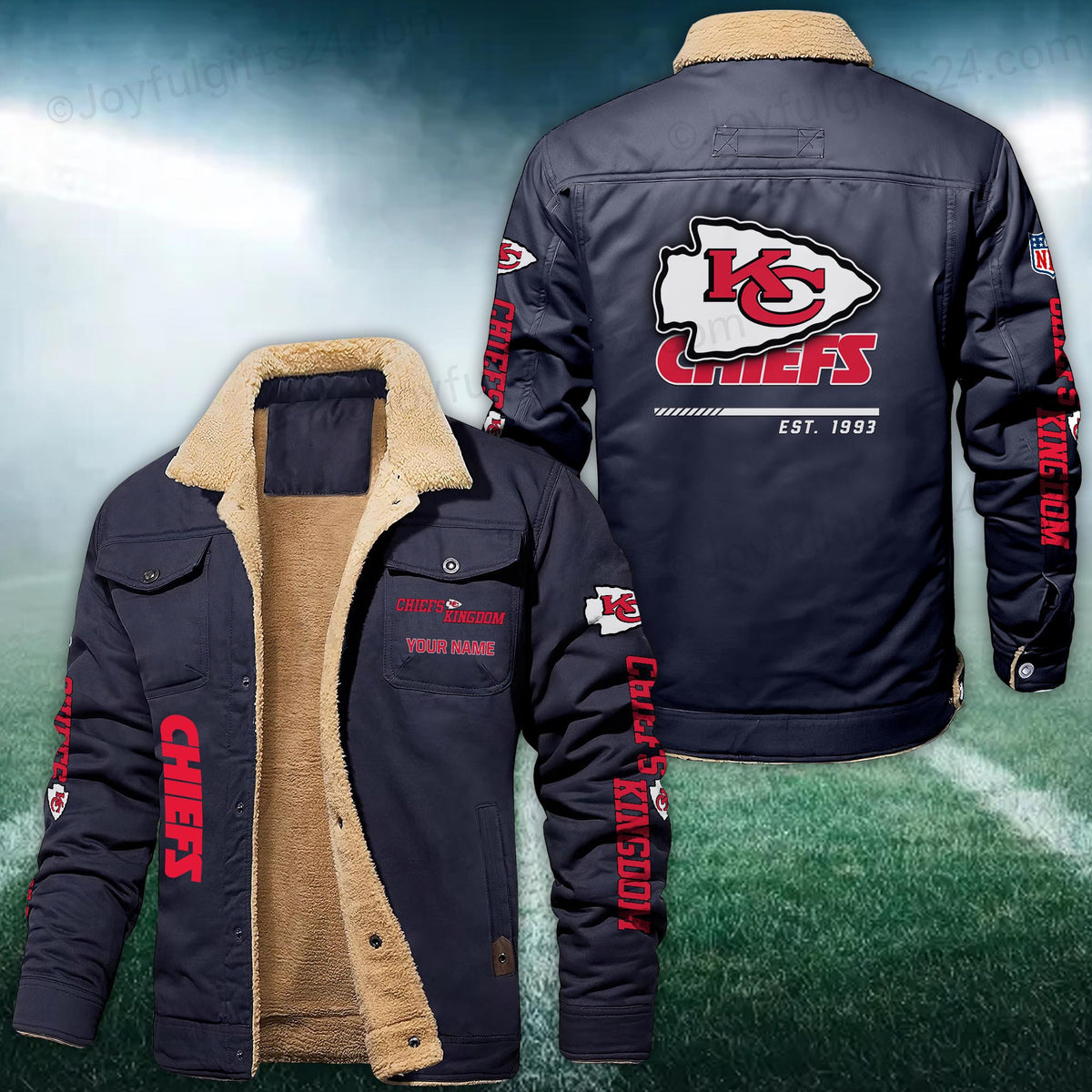 Kansas City Chiefs FLEECE BOMBER JACKET Custom name 10043895N