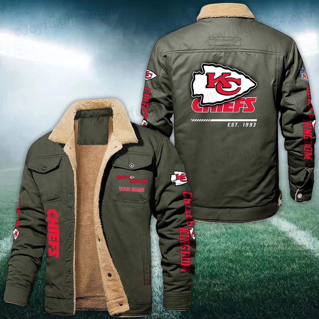 Kansas City Chiefs FLEECE BOMBER JACKET Custom name 10043895N