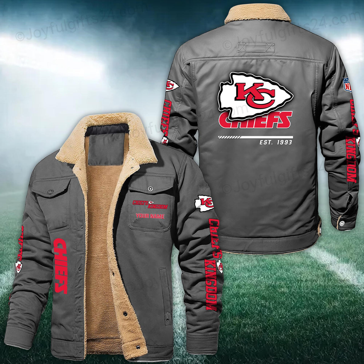 Kansas City Chiefs FLEECE BOMBER JACKET Custom name 10043895N