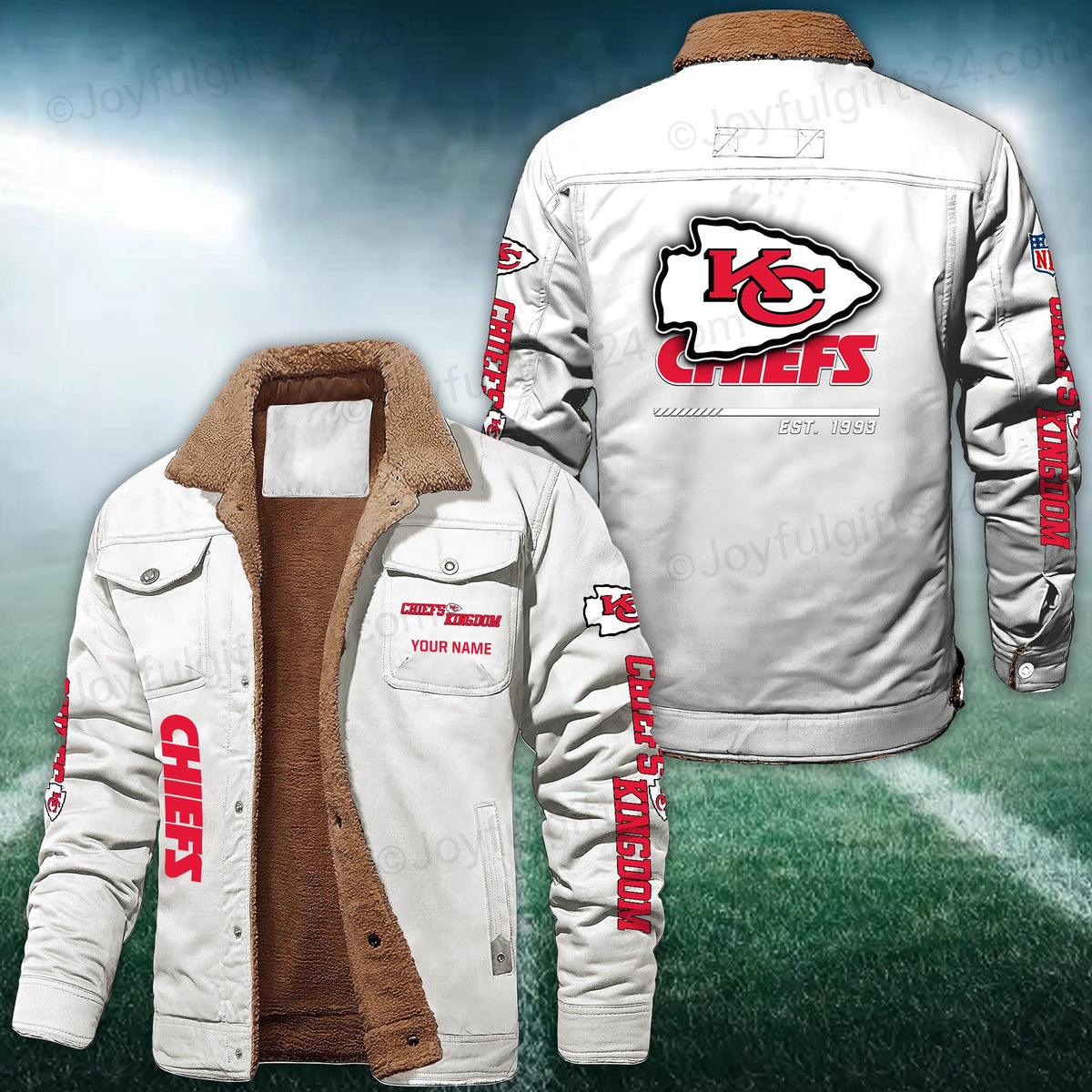 Kansas City Chiefs FLEECE BOMBER JACKET Custom name 10043895N