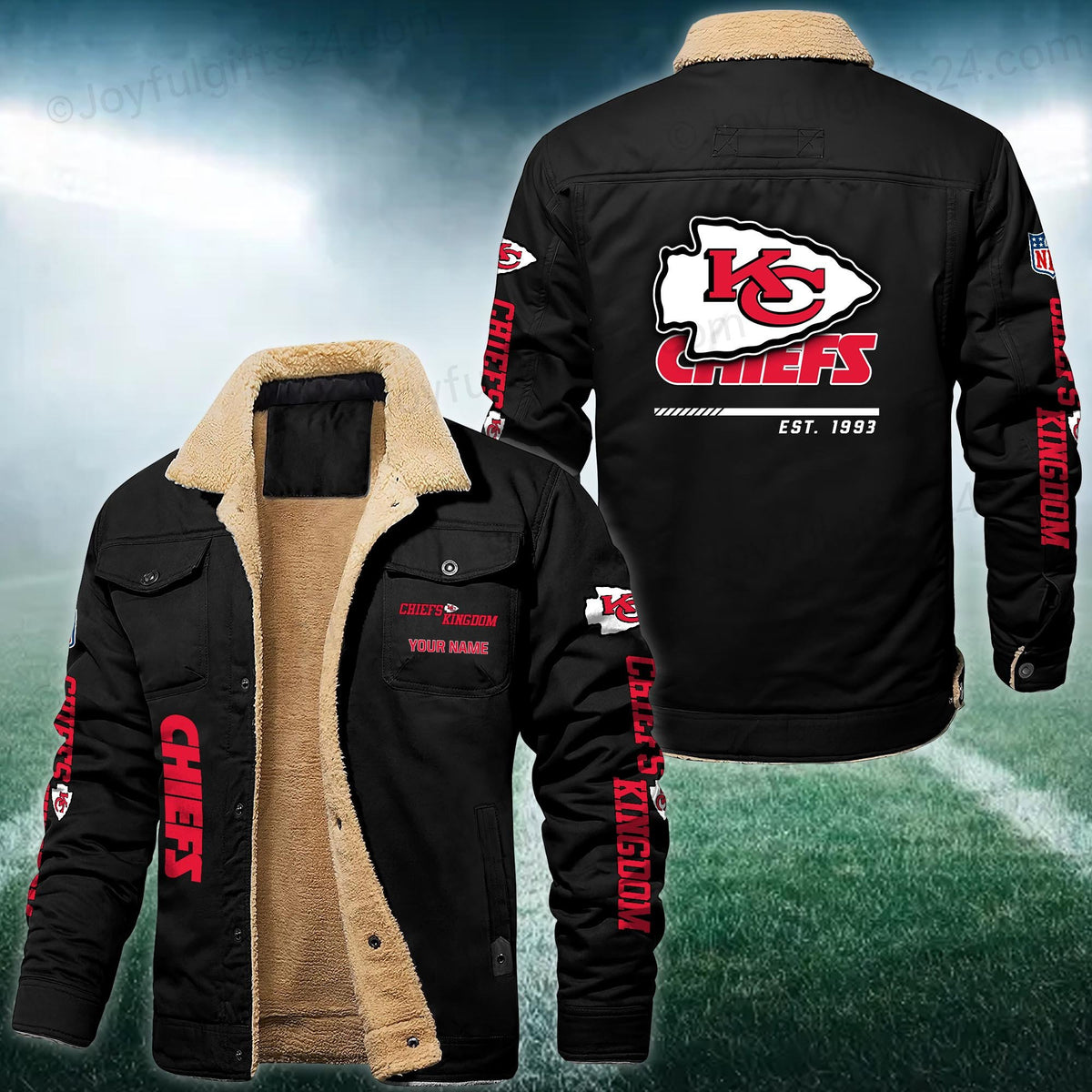 Kansas City Chiefs FLEECE BOMBER JACKET Custom name 10043895N