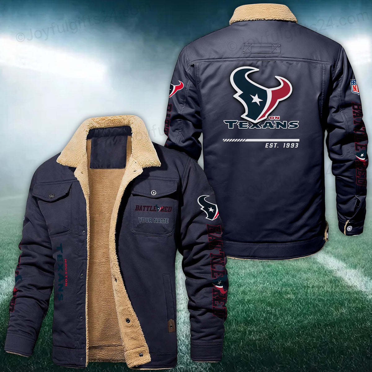 Houston Texans FLEECE BOMBER JACKET Custom name 10043895N