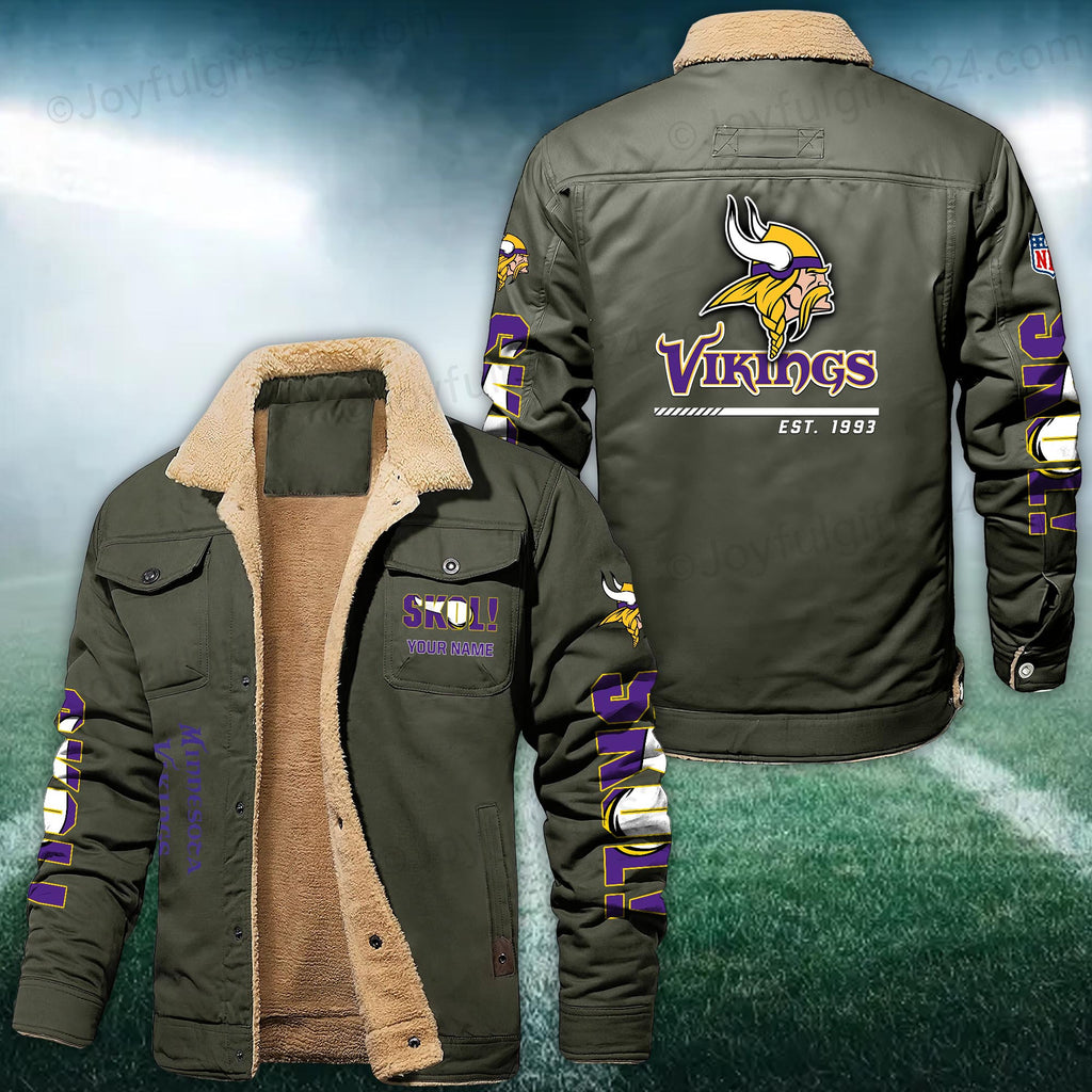 Minnesota Vikings FLEECE BOMBER JACKET Custom name 10043895N