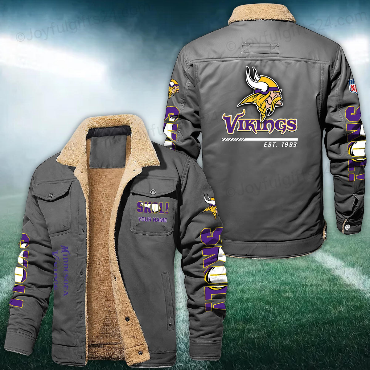 Minnesota Vikings FLEECE BOMBER JACKET Custom name 10043895N