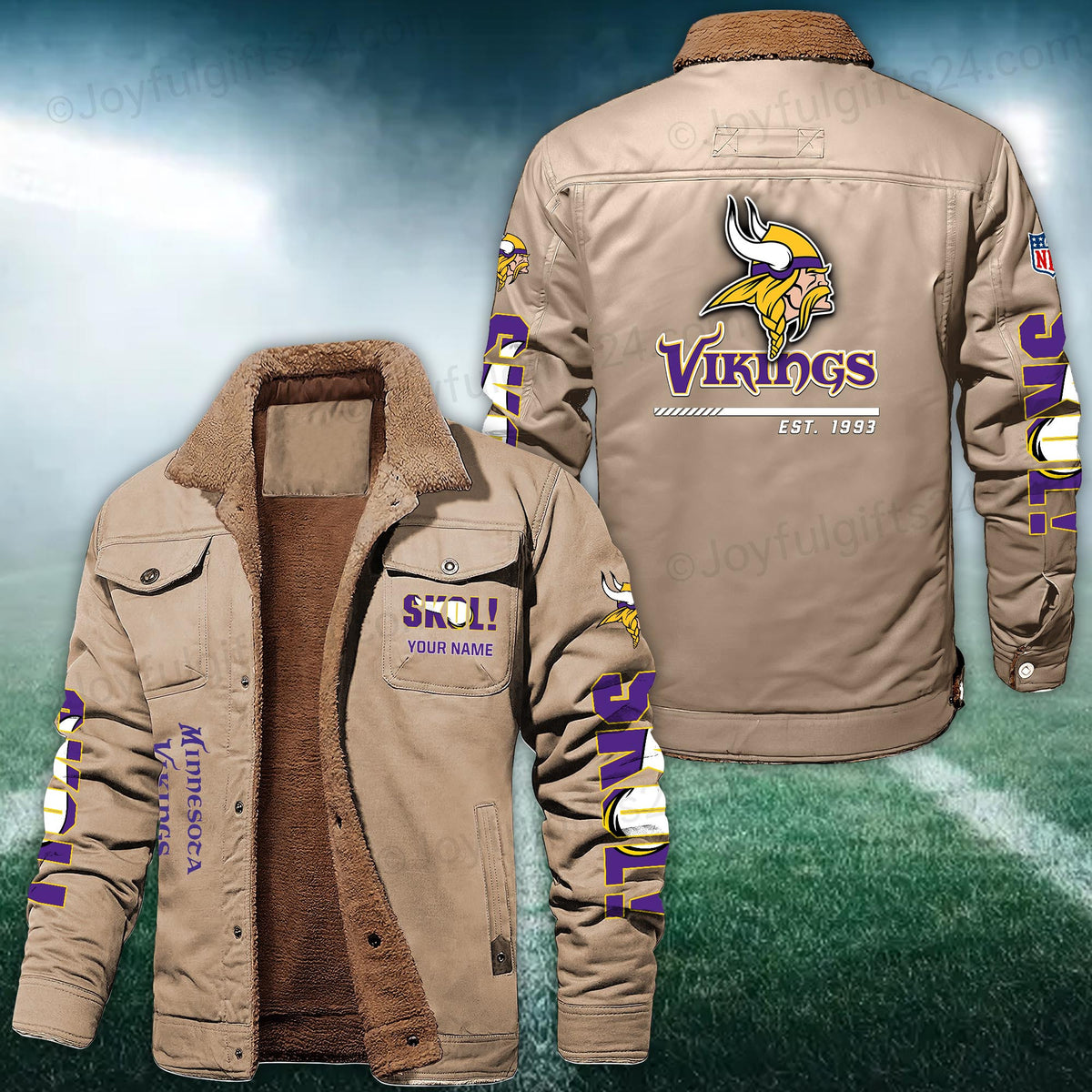Minnesota Vikings FLEECE BOMBER JACKET Custom name 10043895N