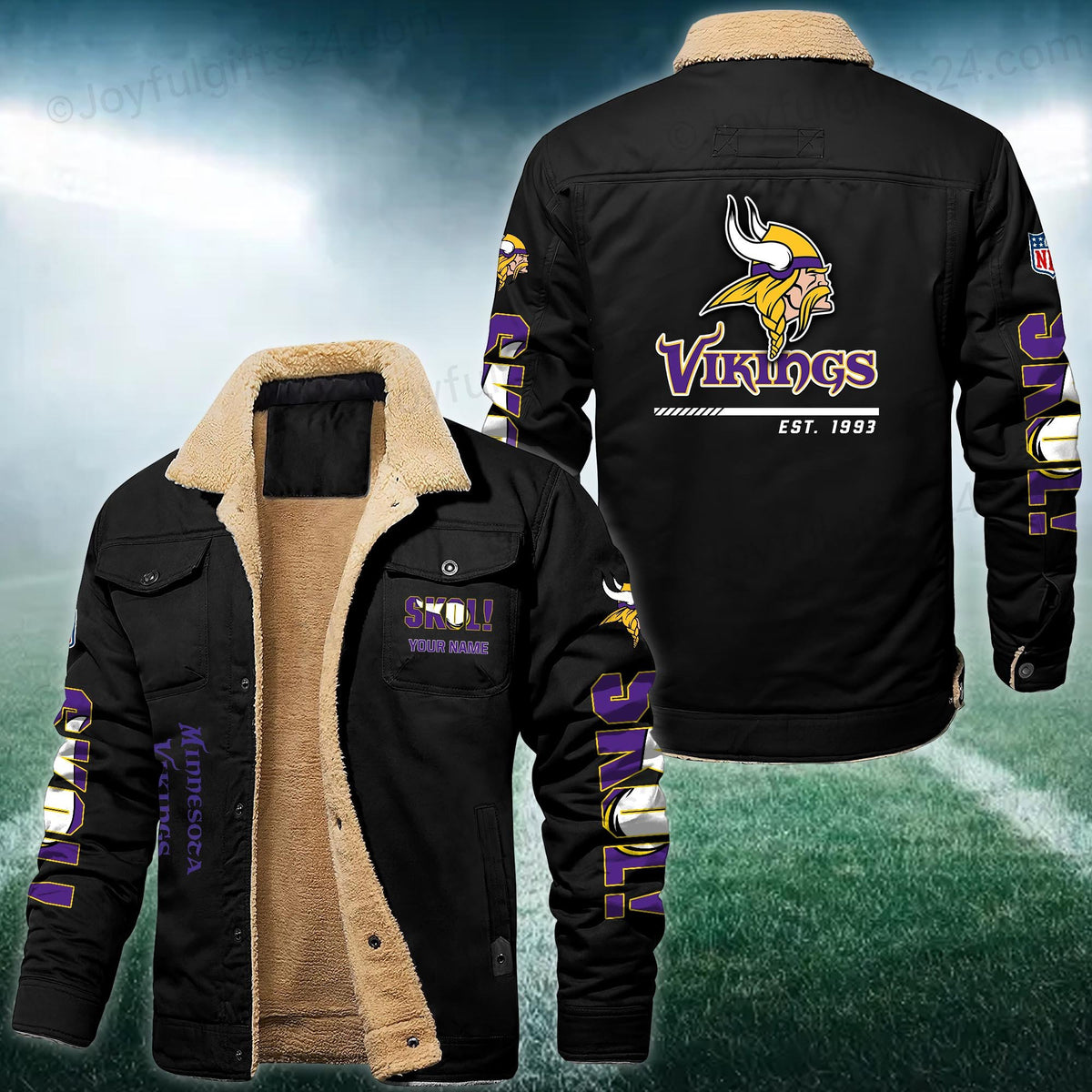 Minnesota Vikings FLEECE BOMBER JACKET Custom name 10043895N