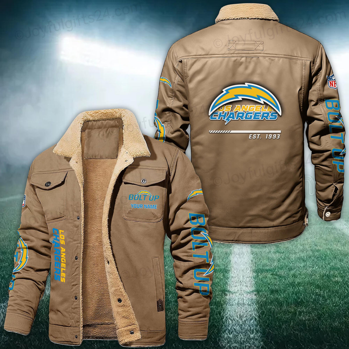 Los Angeles Chargers FLEECE BOMBER JACKET Custom name 10043895N