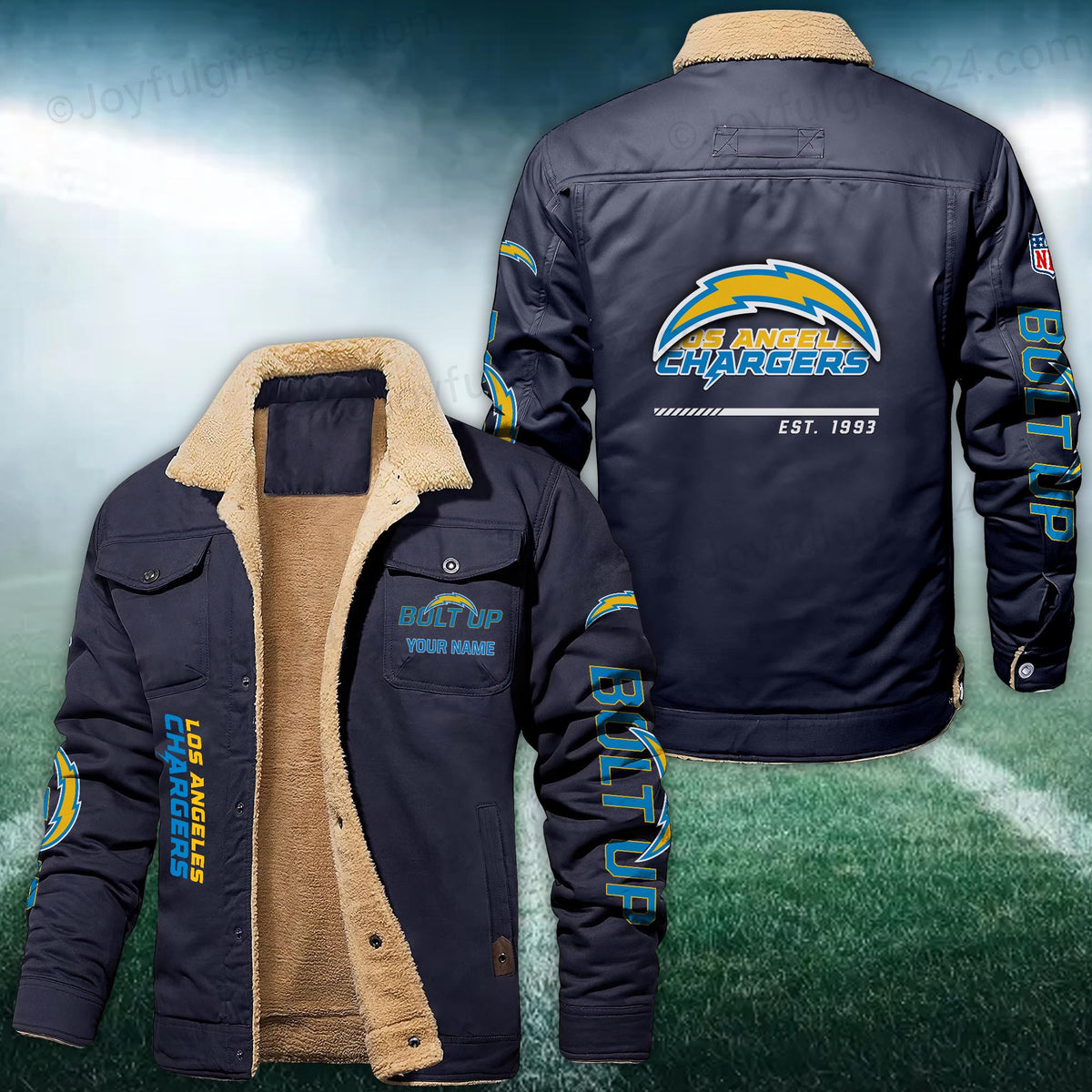 Los Angeles Chargers FLEECE BOMBER JACKET Custom name 10043895N