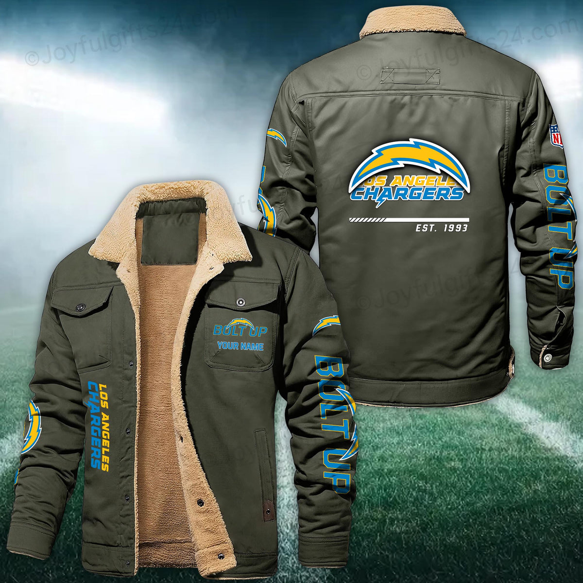 Los Angeles Chargers FLEECE BOMBER JACKET Custom name 10043895N