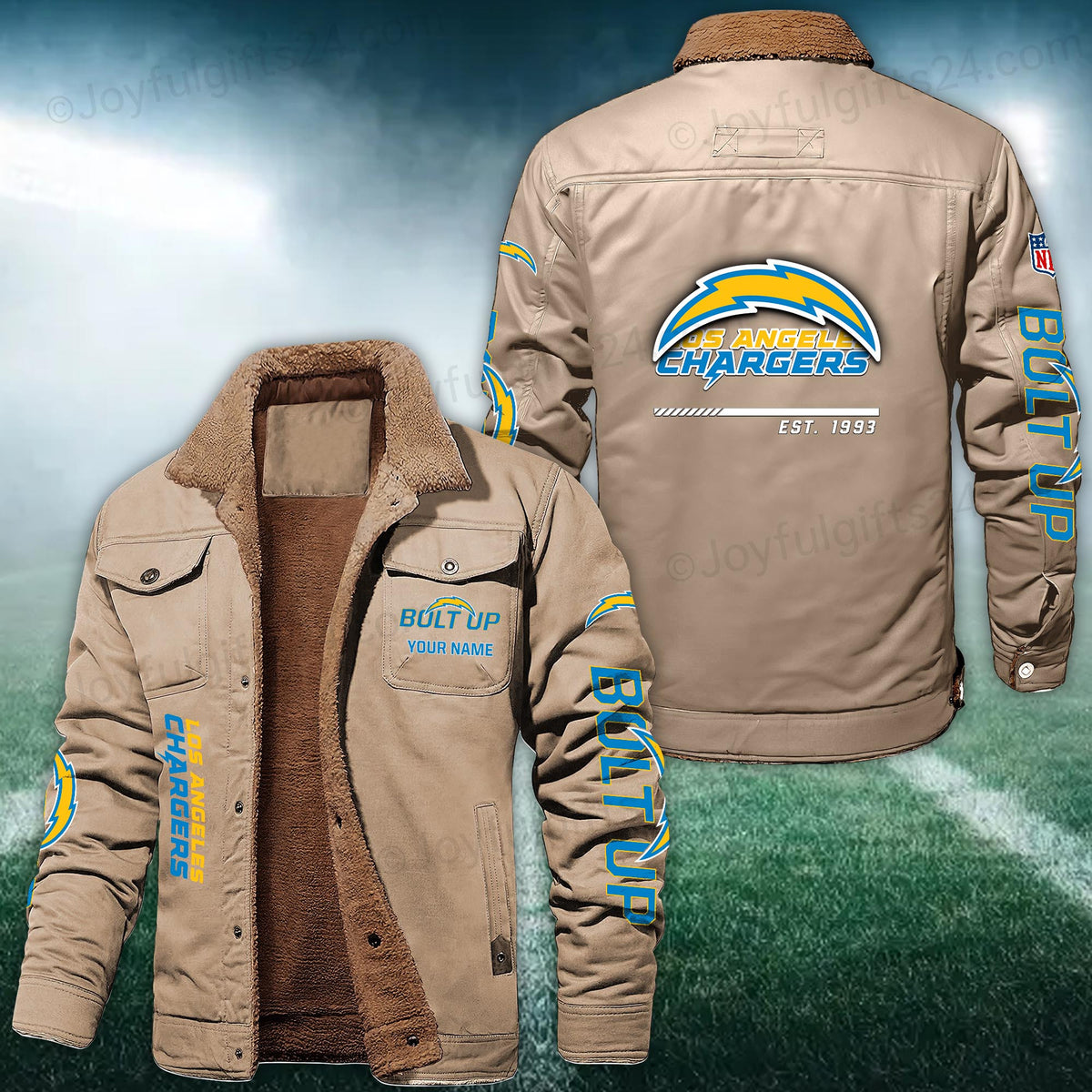 Los Angeles Chargers FLEECE BOMBER JACKET Custom name 10043895N