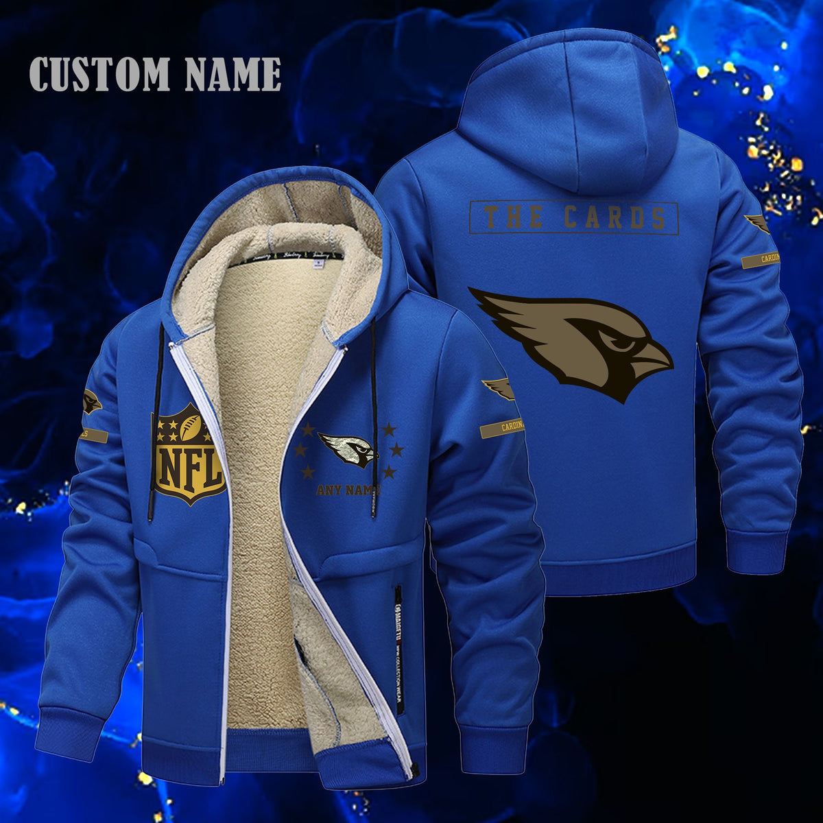Arizona Cardinals NFL-Lamb Fleece Thick Coat- Custom name 10154094N