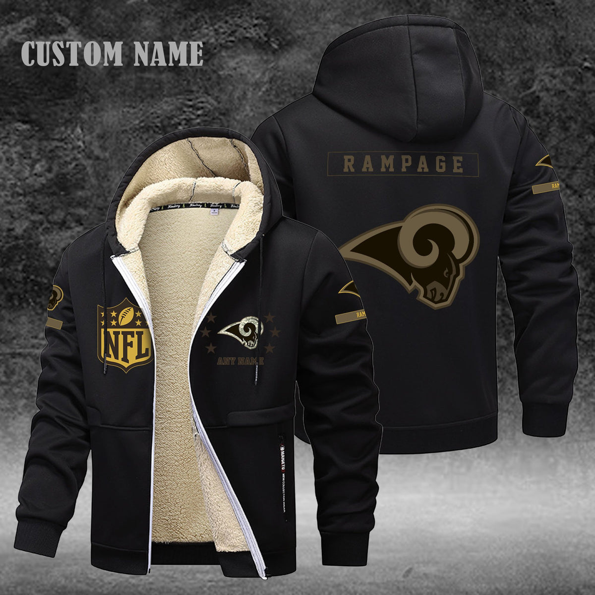 Los Angeles Rams NFL-Lamb Fleece Thick Coat- Custom name 10154094N