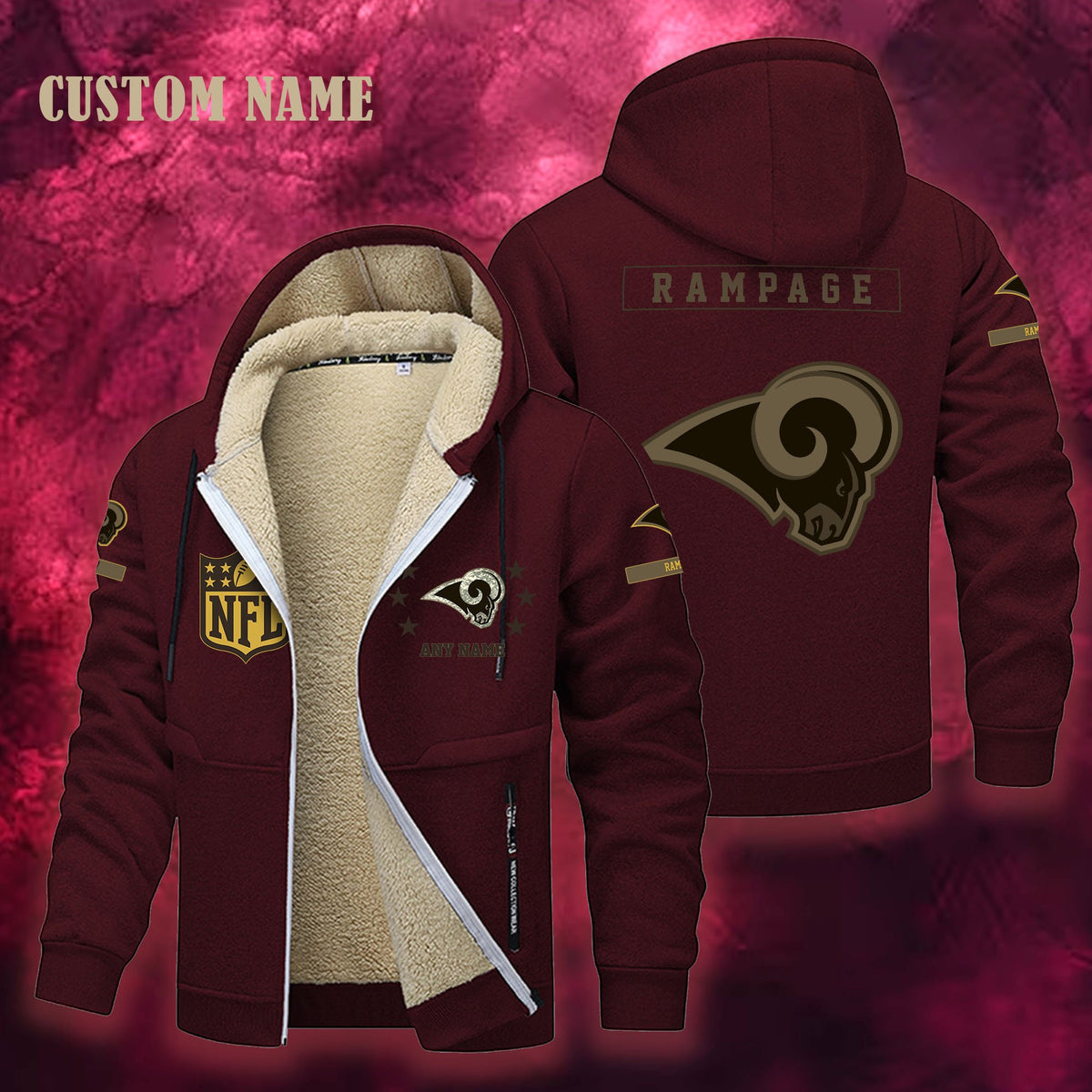 Los Angeles Rams NFL-Lamb Fleece Thick Coat- Custom name 10154094N