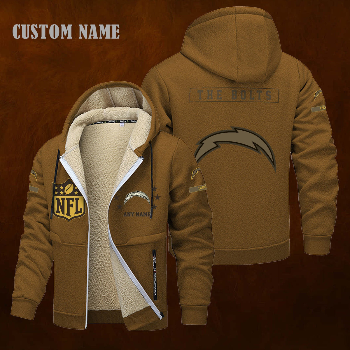 Los Angeles Chargers NFL-Lamb Fleece Thick Coat- Custom name 10154094N