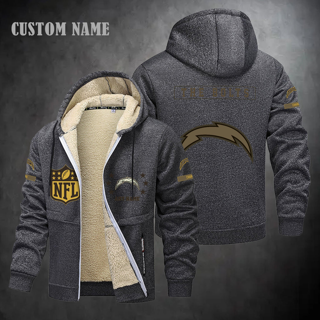 Los Angeles Chargers NFL-Lamb Fleece Thick Coat- Custom name 10154094N