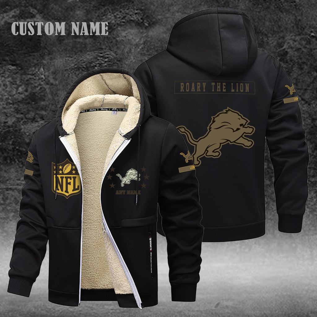 Detroit Lions NFL-Lamb Fleece Thick Coat- Custom name 10154094N