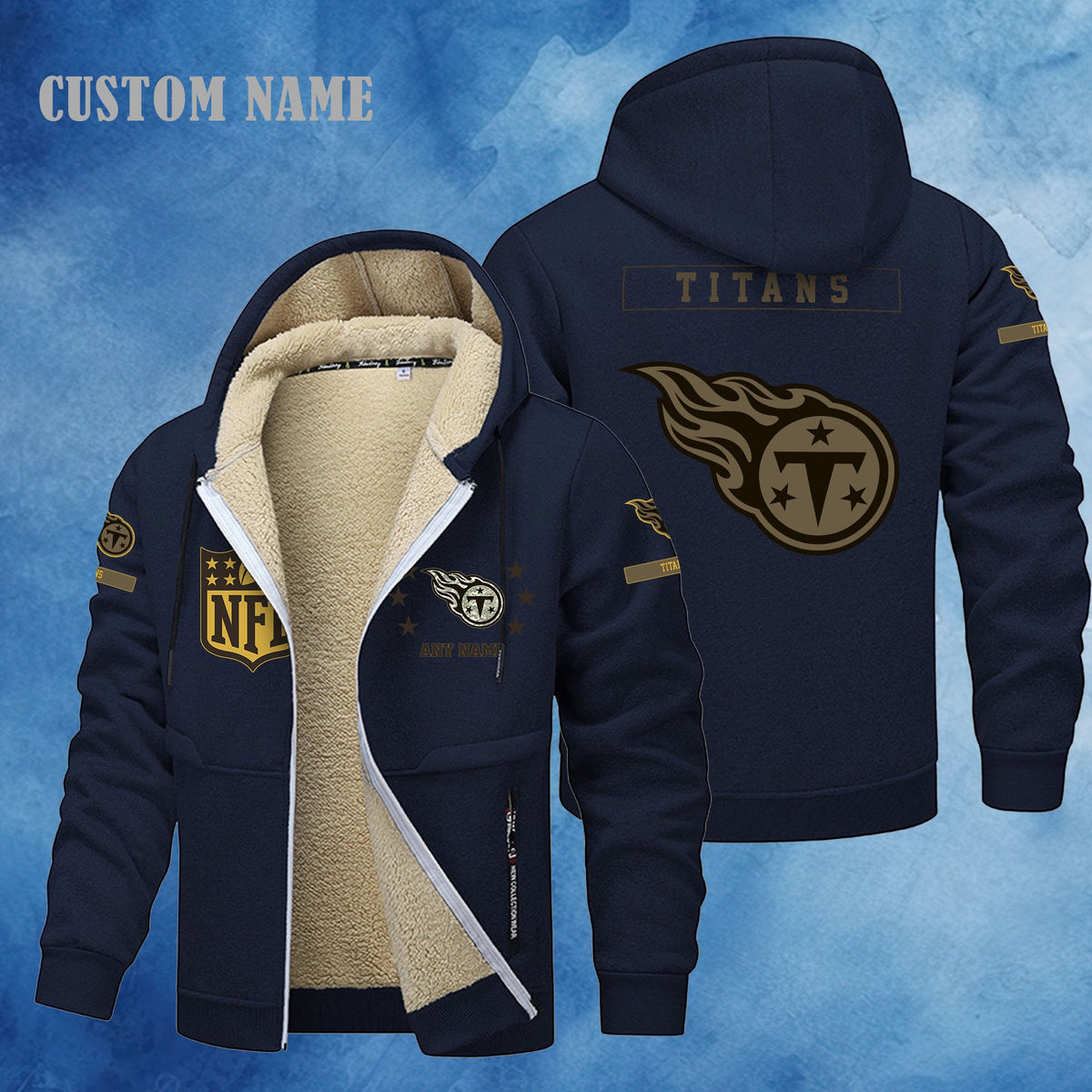 Tennessee Titans NFL-Lamb Fleece Thick Coat- Custom name 10154094N
