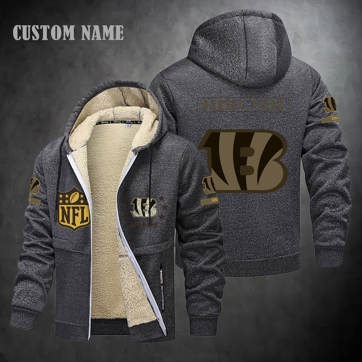 Cincinnati Bengals NFL-Lamb Fleece Thick Coat- Custom name 10154094N