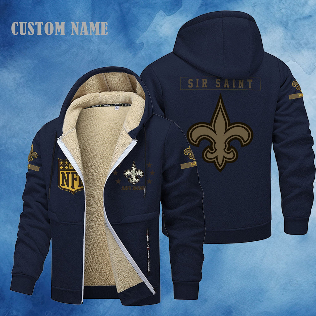 New Orleans Saints NFL-Lamb Fleece Thick Coat- Custom name 10154094N
