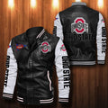 Signature Series Leather Jacket — Plush Sherpa Lining Ohio State Buckeyes HVKE041
