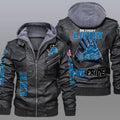 Detroit Lions Premium & Ultra-Thick Leather Jacket with Fleece Hood 11