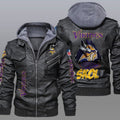Minnesota Vikings Premium & Ultra-Thick Leather Jacket with Fleece Hood 21