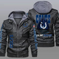 Indianapolis Colts Premium & Ultra-Thick Leather Jacket with Fleece Hood 14
