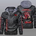Arizona Cardinals Premium & Ultra-Thick Leather Jacket with Fleece Hood 01