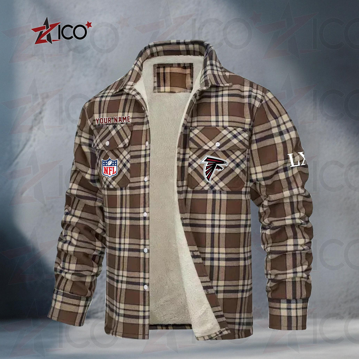 Atlanta Falcons Fleece Flannel Plaid Jacket MN02