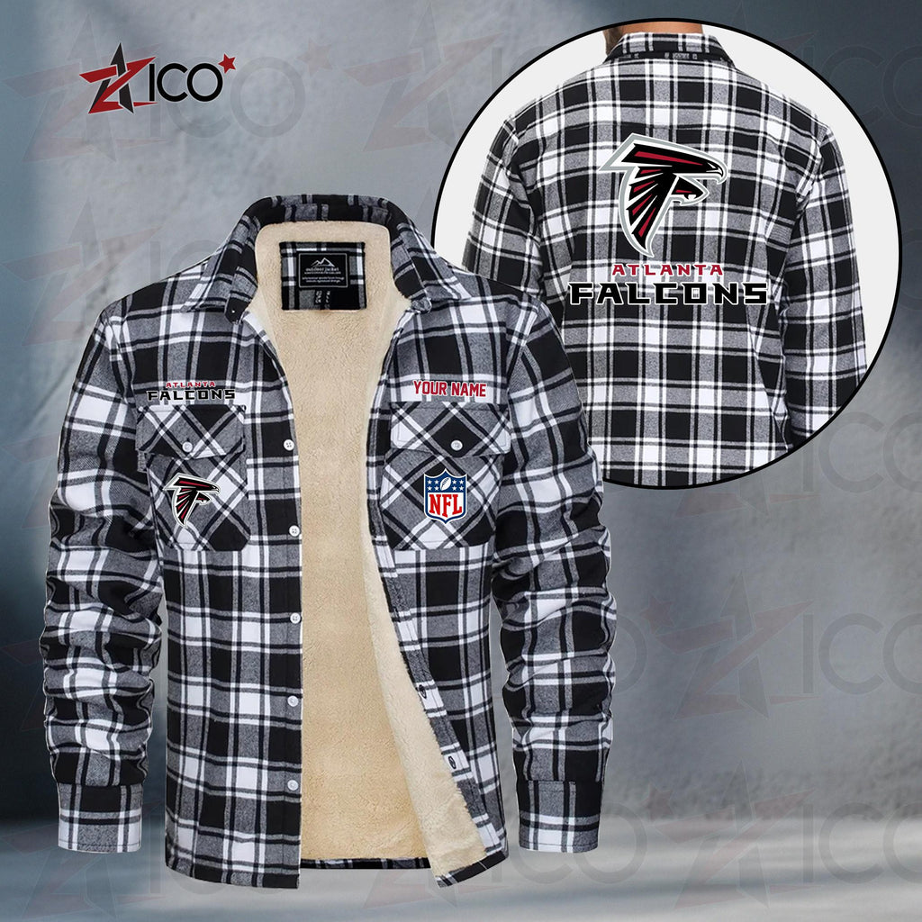 Atlanta Falcons Fleece Flannel Plaid Jacket TG34