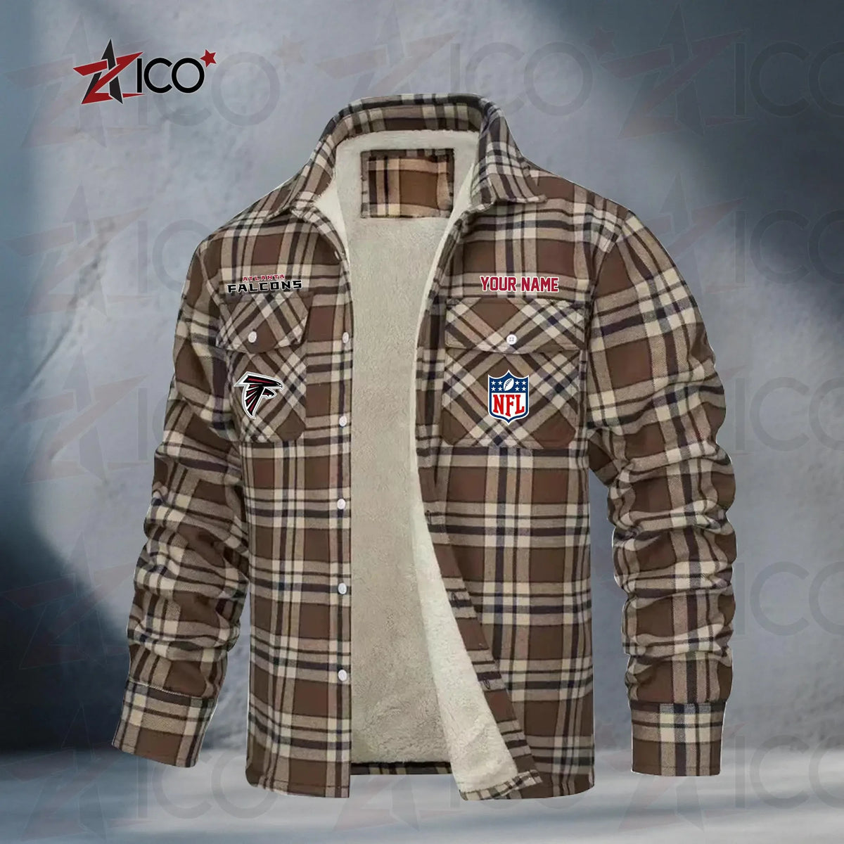 Atlanta Falcons Fleece Flannel Plaid Jacket TG34