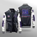 New York Giants Premium Fleece-Lined Leather Bomber Jacket BG39