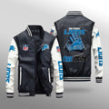 Detroit Lions Premium Fleece-Lined Leather Bomber Jacket BG12