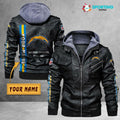 Los Angeles Chargers VITC9026 – Premium & Ultra-Thick Leather Jacket with Fleece Hood