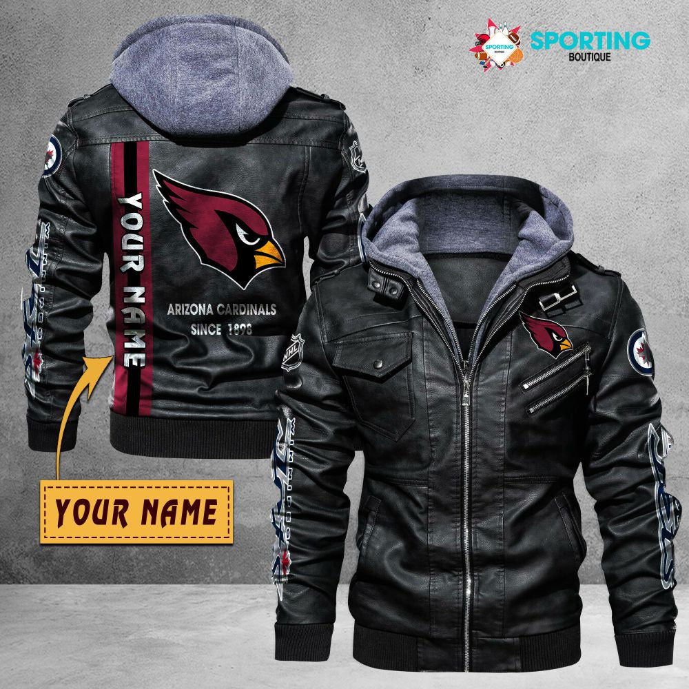Arizona Cardinals VITC9010 – Premium & Ultra-Thick Leather Jacket with Fleece Hood