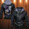 New York Giants HVKC1816 - Premium & Ultra-Thick Leather Jacket with Fleece Hood