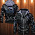 Tennessee Titans HVKC1263 - Premium & Ultra-Thick Leather Jacket with Fleece Hood