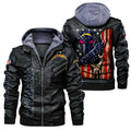 Los Angeles Chargers HVKC165 - Premium & Ultra-Thick Leather Jacket with Fleece Hood