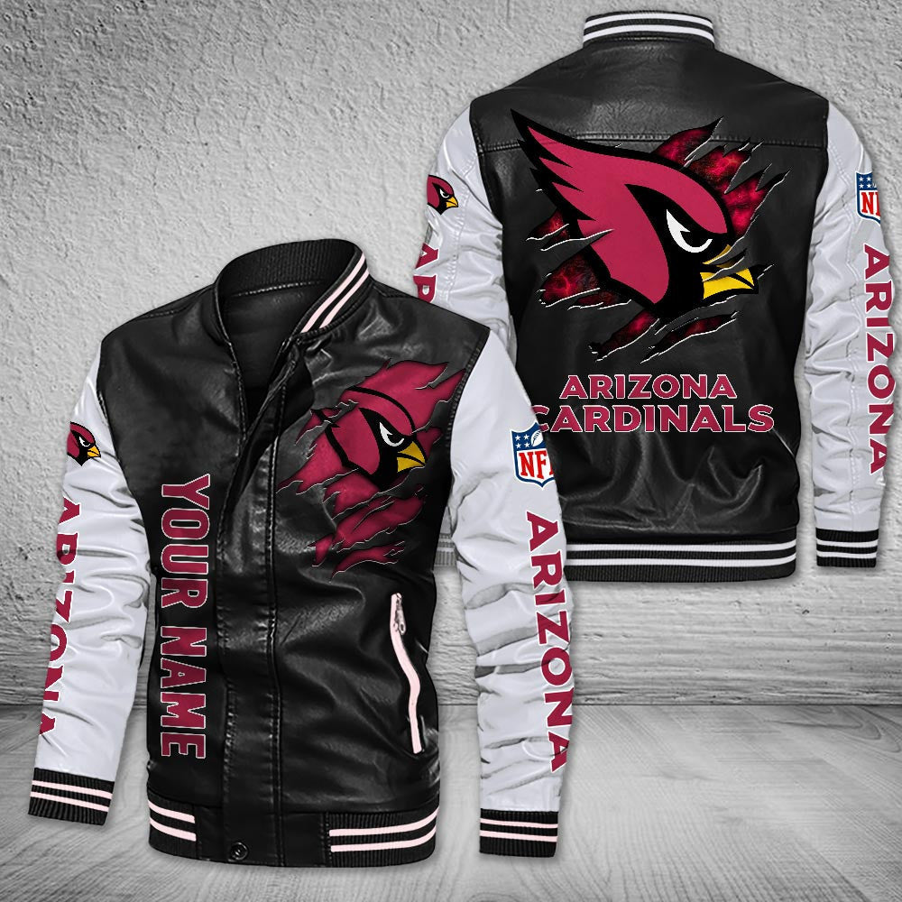 DMHQ0040 Arizona Cardinals Signature Series Leather Jacket — Plush Sherpa Lining