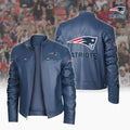 Ultra-Premium Leather Jacket Dual Zip Chest— New England Patriots SPTSLJ030