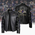 Ultra-Premium Leather Jacket Dual Zip Chest— Baltimore Ravens SPTSLJ014
