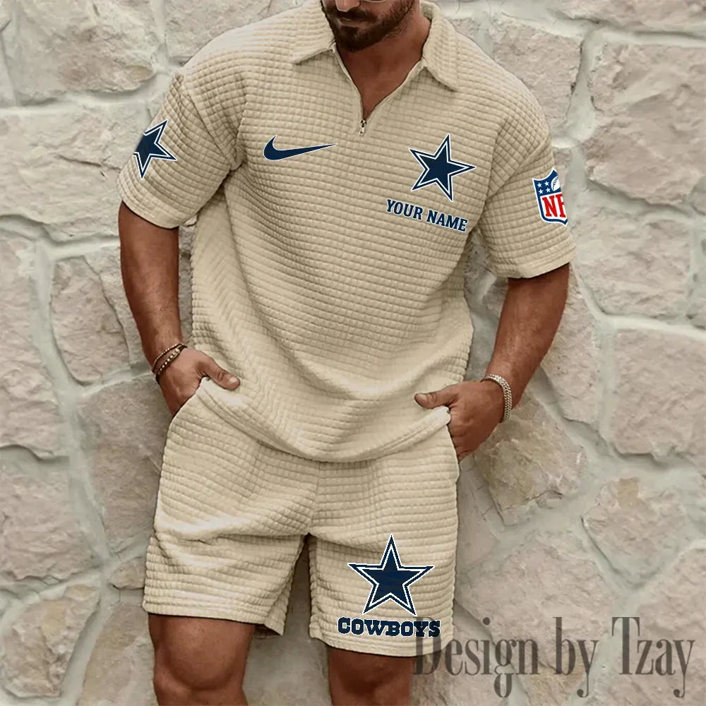 Dallas Cowboys Men’s Waffle Pattern Half Zipper Shirt And Short BSPTWHZSS106