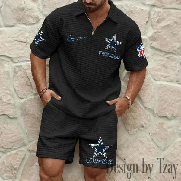 Dallas Cowboys Men’s Waffle Pattern Half Zipper Shirt And Short BSPTWHZSS106