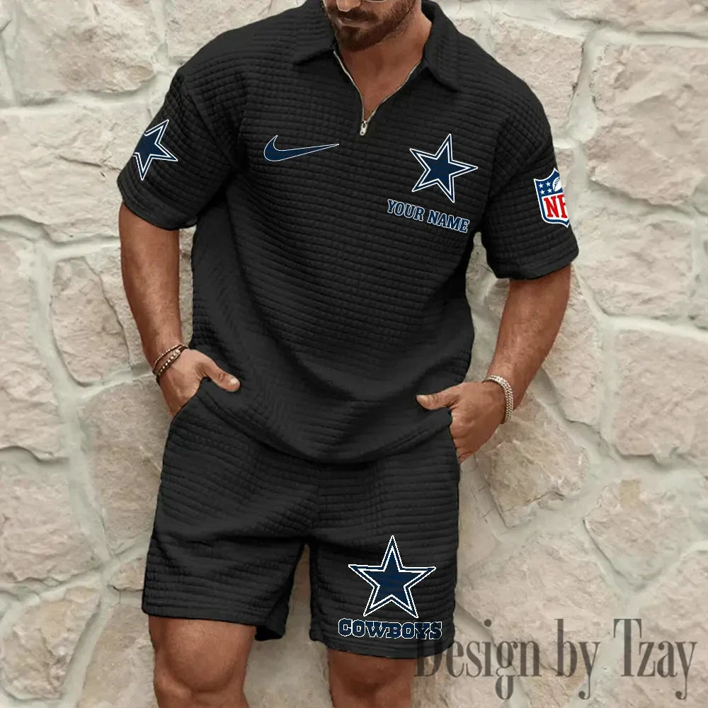 Dallas Cowboys Men’s Waffle Pattern Half Zipper Shirt And Short BSPTWHZSS106