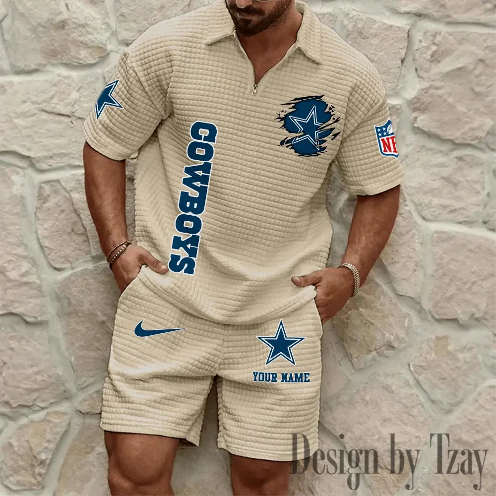Dallas Cowboys Men’s Waffle Pattern Half Zipper Shirt And Short BSPTWHZSS168