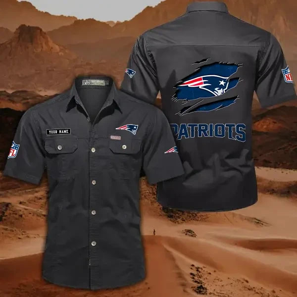New England Patriots Military Cargo Cotton Shirts New 2026 SPTMSSWS022