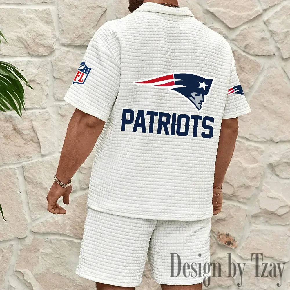 New England Patriots Men’s Waffle Pattern Half Zipper Shirt And Short BSPTWHZSS119