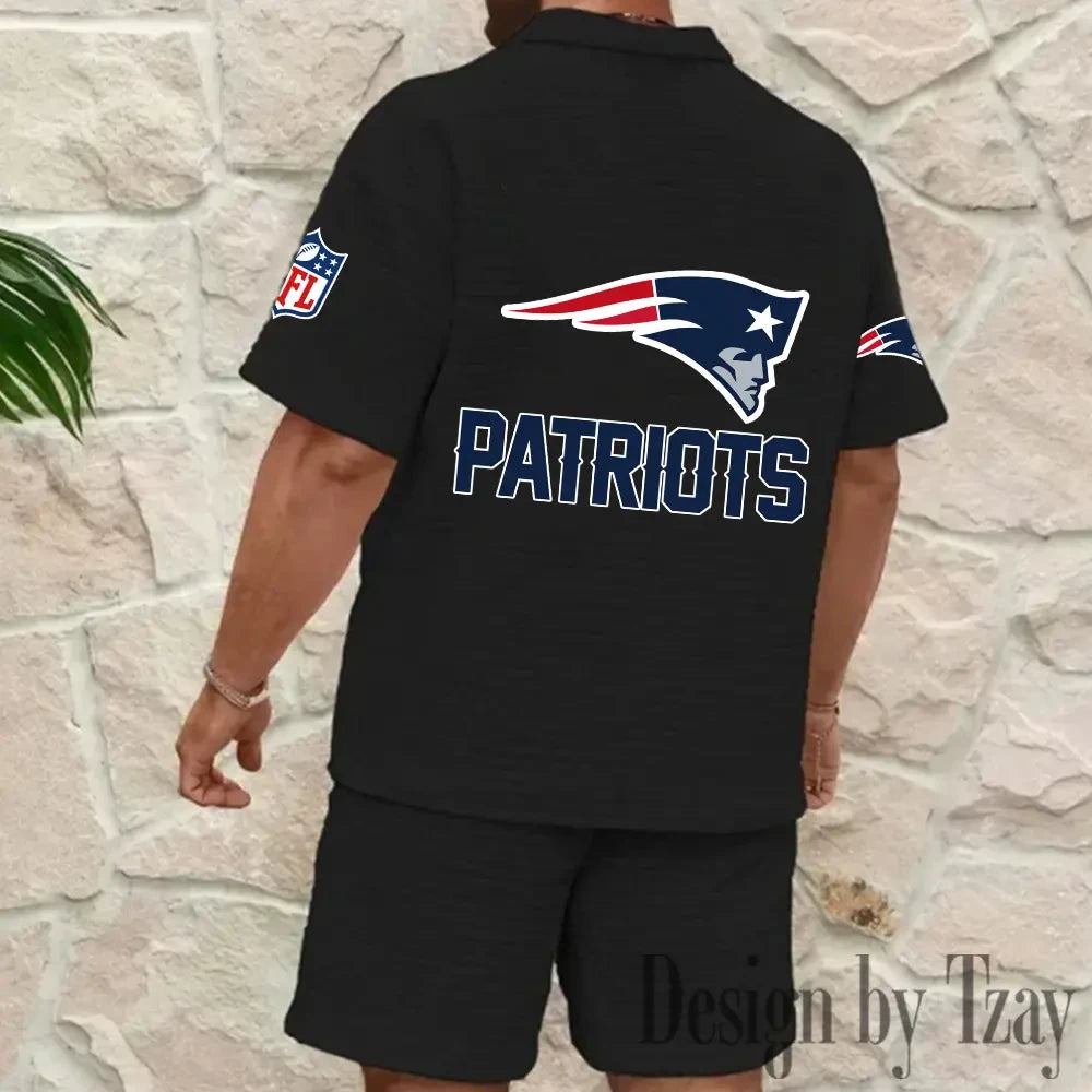 New England Patriots Men’s Waffle Pattern Half Zipper Shirt And Short BSPTWHZSS119