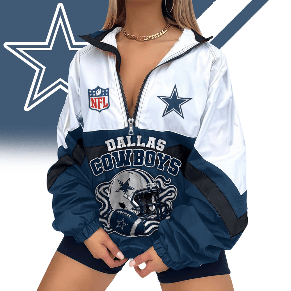 Dallas Cowboys | Premium NFL Championship Vibe V-Neck Zipper Sweatshirt Jackets NTH1