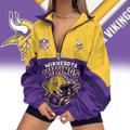 Minnesota Vikings | Premium NFL Championship Vibe V-Neck Zipper Sweatshirt Jackets NTH1